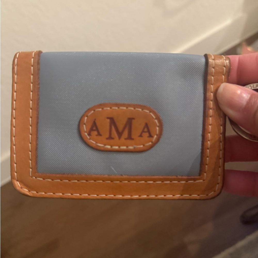 Jon Hart French Blue Coated Canva ID wallet Blue and Tan Card Holder